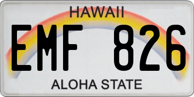 HI license plate EMF826