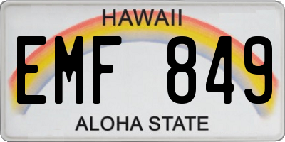 HI license plate EMF849