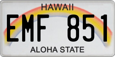 HI license plate EMF851