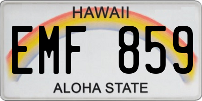 HI license plate EMF859