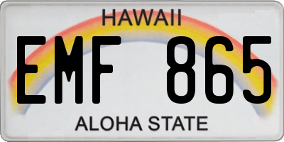 HI license plate EMF865