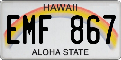 HI license plate EMF867