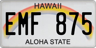 HI license plate EMF875