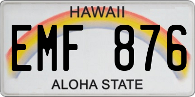 HI license plate EMF876