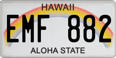 HI license plate EMF882