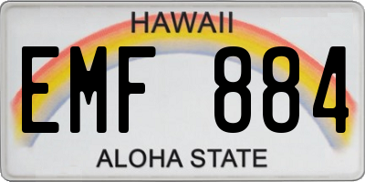 HI license plate EMF884
