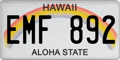 HI license plate EMF892