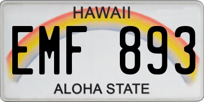 HI license plate EMF893