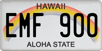 HI license plate EMF900