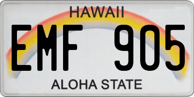 HI license plate EMF905