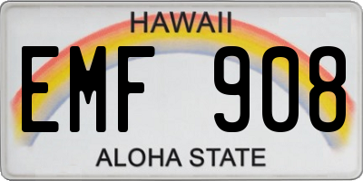 HI license plate EMF908