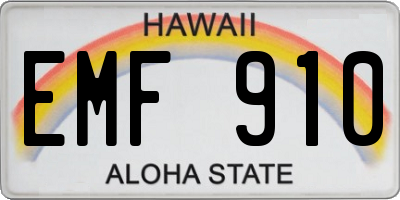 HI license plate EMF910