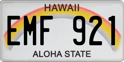 HI license plate EMF921