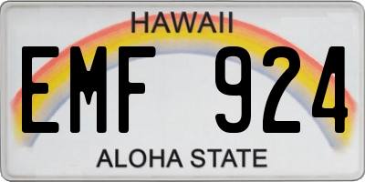 HI license plate EMF924
