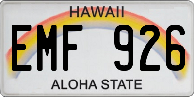 HI license plate EMF926