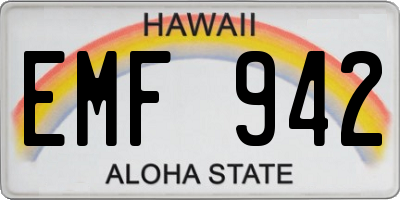 HI license plate EMF942