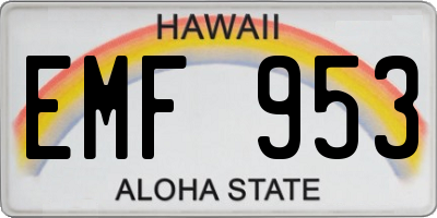 HI license plate EMF953
