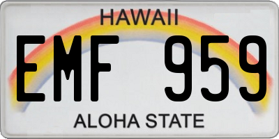 HI license plate EMF959