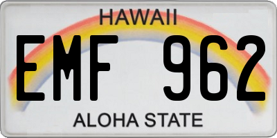 HI license plate EMF962