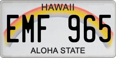 HI license plate EMF965