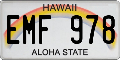 HI license plate EMF978