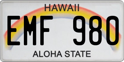 HI license plate EMF980