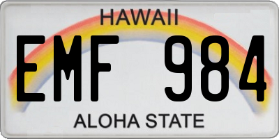 HI license plate EMF984