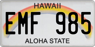 HI license plate EMF985