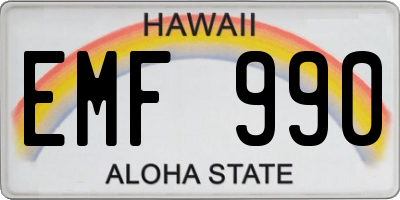 HI license plate EMF990