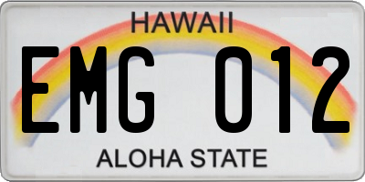 HI license plate EMG012