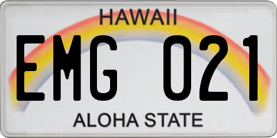 HI license plate EMG021