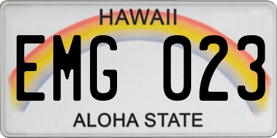 HI license plate EMG023