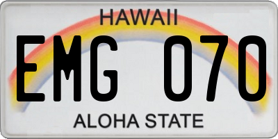 HI license plate EMG070