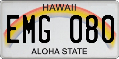 HI license plate EMG080