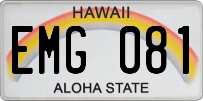 HI license plate EMG081