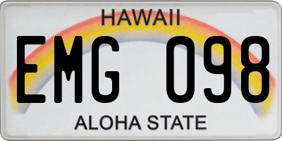 HI license plate EMG098