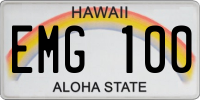 HI license plate EMG100