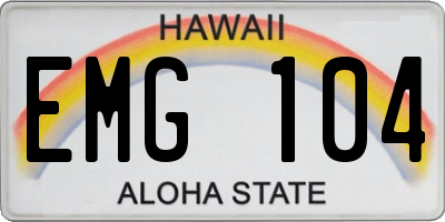 HI license plate EMG104