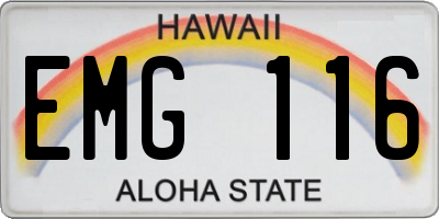 HI license plate EMG116