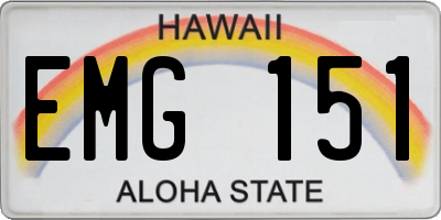HI license plate EMG151