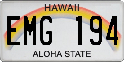HI license plate EMG194