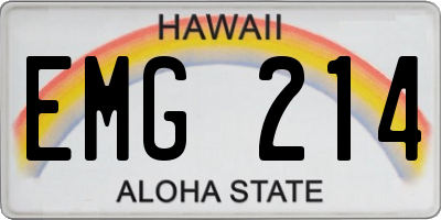 HI license plate EMG214