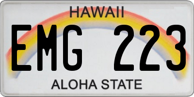 HI license plate EMG223