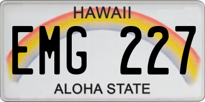 HI license plate EMG227