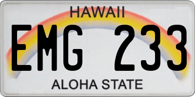HI license plate EMG233