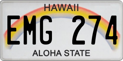 HI license plate EMG274