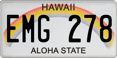 HI license plate EMG278