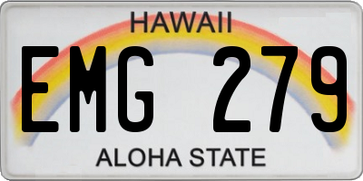 HI license plate EMG279