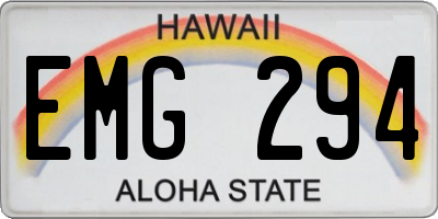 HI license plate EMG294