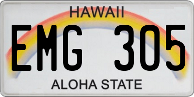 HI license plate EMG305